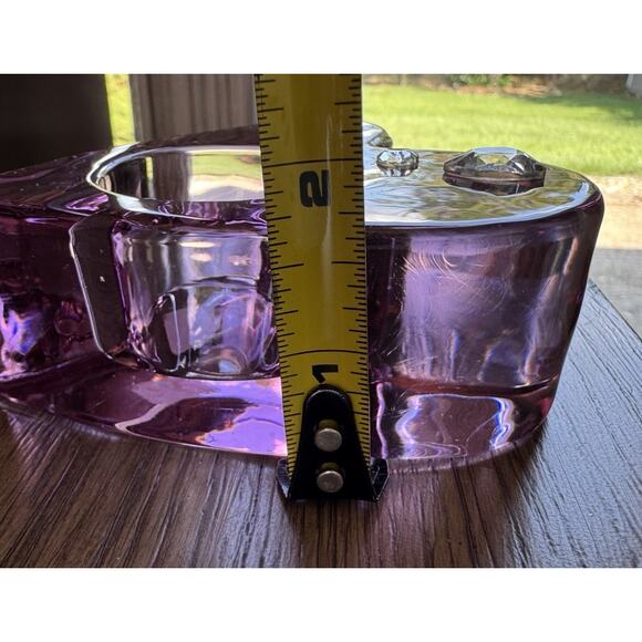 Retired PartyLite Purple Passion Heavy Glass Candle Holders Heart Shape Jeweled - Picture 8 of 10